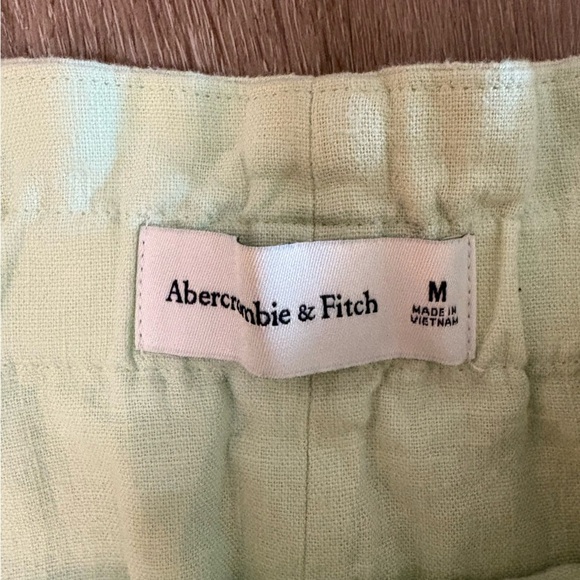 Abercrombie & Fitch High Rise Linen Blend Shorts Sz M Light Sage Green Pistachio - Picture 4 of 11